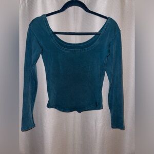 Free people turquoise blue cropped long sleeve. Size small.